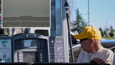 Dow falls 150 points, oil surges above 0 after US announces Strait of Hormuz blockade