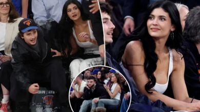 Kylie Jenner, boyfriend Timothee Chalamet at Knicks-Hawks Game 5