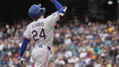 Nimmo hits leadoff homer, deGrom works 4 scoreless innings as Rangers beat Mariners 5-0