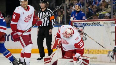 Red Wings’ playoff pursuit takes a hit with a 4-1 loss to the already-eliminated Rangers