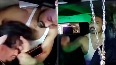 Shocking moment tank top wearing thug batters Uber driver, demands he drive