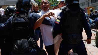 Venezuelan police block protesters demanding higher wages and pensions
