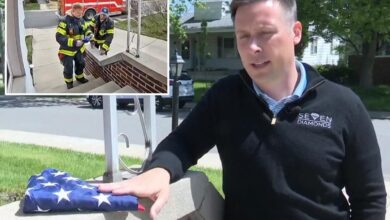 Indiana firefighter duo return lost American flag to stranger’s home
