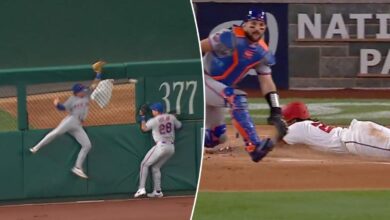 James Wood hits inside-the-park grand slam after ball ricochets off Nick Morabito’s glove