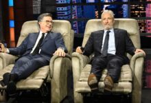 Jon Stewart Showers Stephen Colbert With Gifts on ‘The Late Show’