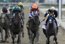 Napoleon Solo holds off Iron Honor to win the Preakness at Laurel Park