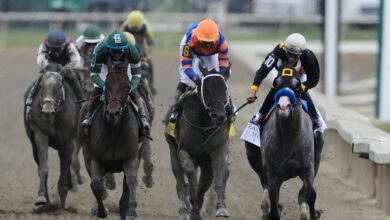 Napoleon Solo holds off Iron Honor to win the Preakness at Laurel Park