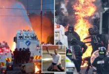 Belfast police blast water cannons at protesters as unrest flares after stabbing