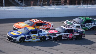 Christopher Bell takes on NASCAR’s Tricky Triangle with a cast on his broken left wrist Christopher Bell takes on NASCAR’s Tricky Triangle with a cast on his broken left wrist