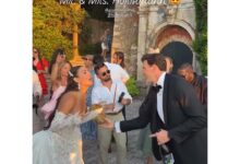 Giannina Gibelli Stuns in Crystal Dress at Wedding Reception