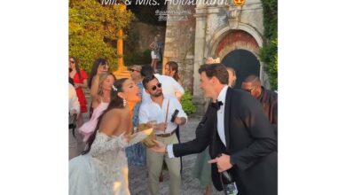 Giannina Gibelli Stuns in Crystal Dress at Wedding Reception Giannina Gibelli Stuns in Crystal Dress at Wedding Reception