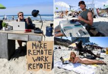 San Diego beach turns into a remote work paradise