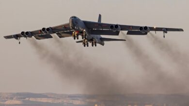 Air Force B-52 bomber crashes shortly after takeoff at Edwards Air Force Base in California Air Force B-52 bomber crashes shortly after takeoff at Edwards Air Force Base in California