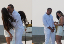 A-Rod Plants Lip Smacker on Beatiful Brunette at Michael Rubin’s White Party
