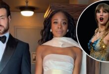 Taylor Swift’s Tour Dancer Gets Hate Over Dress at Wedding